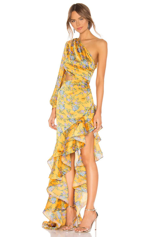 Fiora | Vestido largo - Amarillo floral