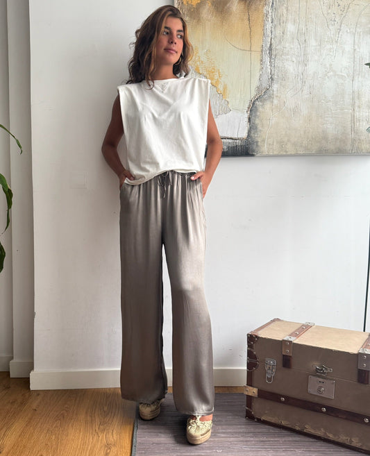 Pantalón "Grace" topo plomo