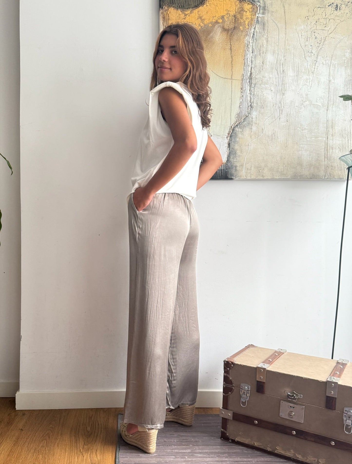 Pantalón "Grace" topo plomo