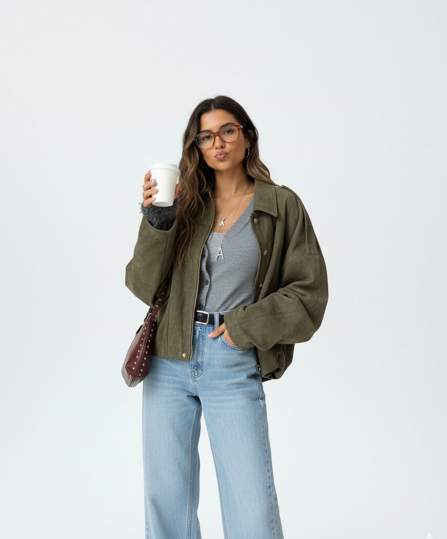 Penelope | Chaqueta bomber con textura de ante