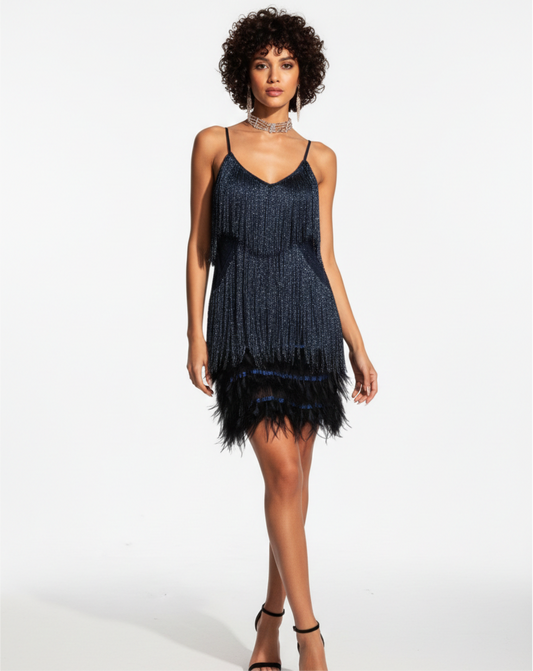 Greta | Minivestido con flecos de lentejuelas