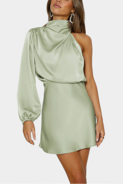 Mara Vestido Mini Drapado de Un Hombro