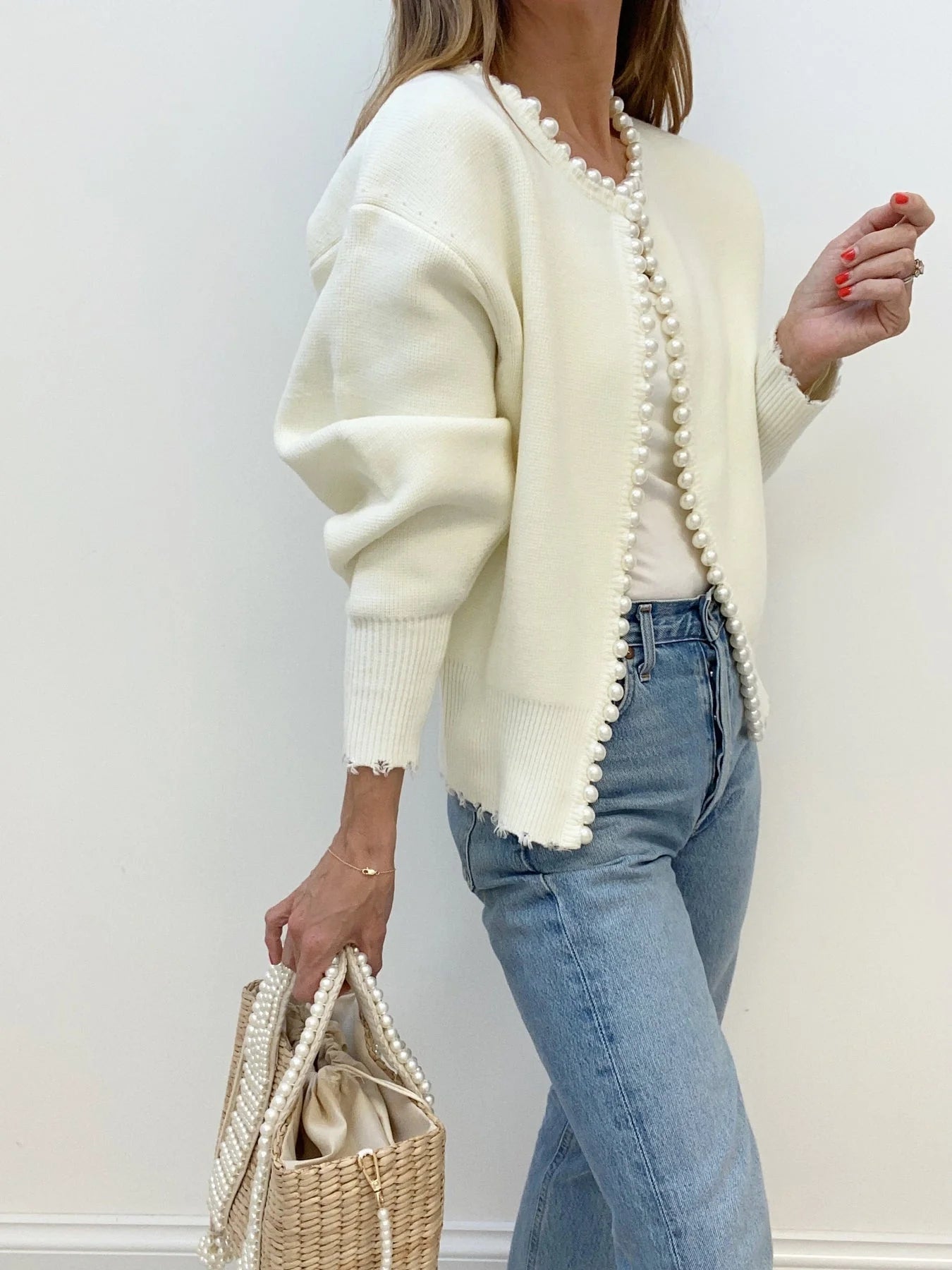 Beatrice | Cardigan Rasgado con Perlas
